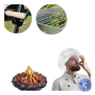 Duży grill trójnóg ogrodowy z rusztem i paleniskiem, wysokość 193 cm — zdjęcie 1