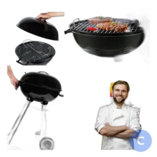 przenośny grill węglowy ogrodowy kebab ruszt pokrywa duży turystyczny na kółkach — zdjęcie 1