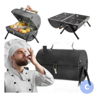 przenośny grill węglowy beczka stal mocny ogrodowy plenerowy — zdjęcie 1