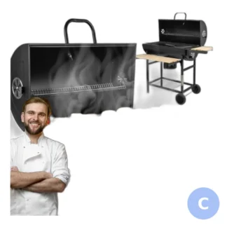 przenośny duży grill węglowy chromowany z termometrem i kółkami - idealny do ogr — zdjęcie 1