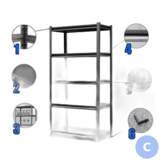 Regał magazynowy metalowy czarny 200x100x50 cm, nośność 150kg, bez śrub - garaż/ — zdjęcie 1