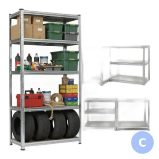 Regał magazynowy metalowo-drewniany, 180x90x40 cm, nośność 175 kg na półkę, bez — zdjęcie 1
