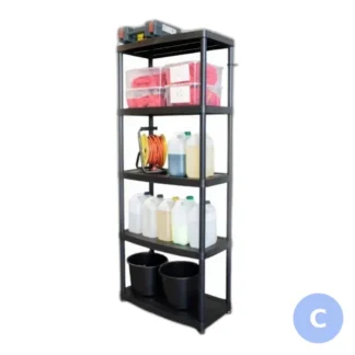Regał magazynowy plastikowy, 180x74x40 cm, 5 półek, nośność 50 kg - do garażu, p — zdjęcie 1