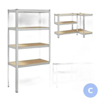 Regał magazynowy metalowo-drewniany, nośność 900 kg, wymiary 180x90x40 cm, bez ś — zdjęcie 1
